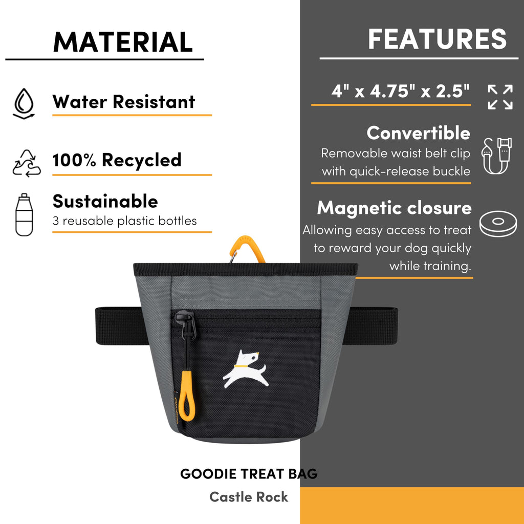 OllyDog Goodie Treat Bag – Magnetic Closure Dog Training Pouch with 3 Ways to Wear (Castle Rock)