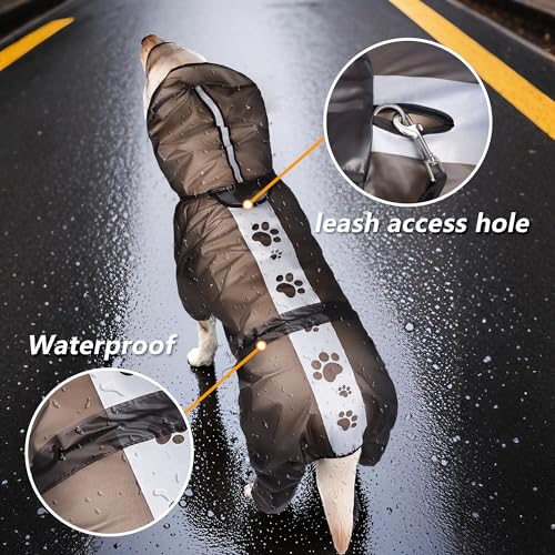 Olsa Dog Raincoat 3XL - Transparent Black Hooded Poncho with Reflective Strips, 4 Legs, Waterproof TPU
