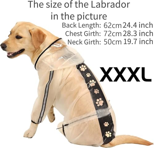 Olsa Dog Raincoat – Hooded 4-Leg Poncho with Reflective Stripe, Waterproof for Small & Medium Dogs