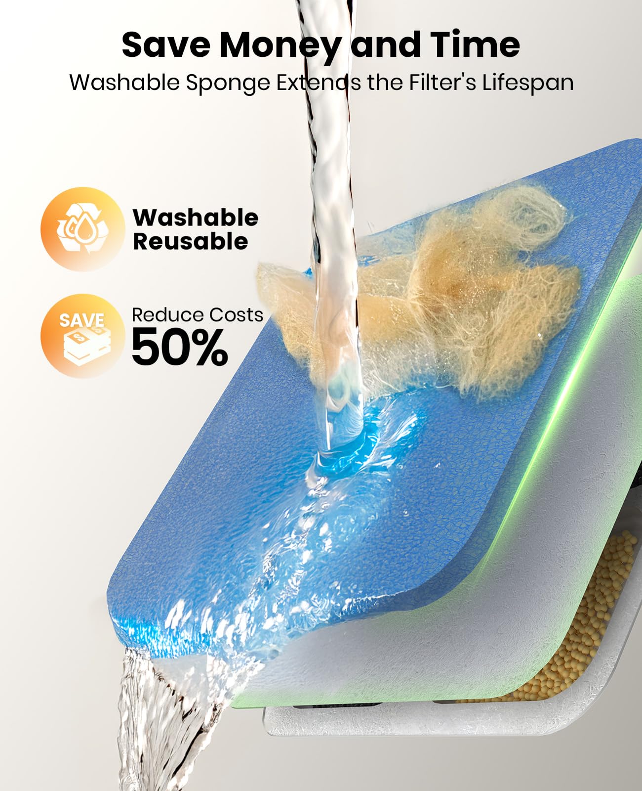 oneisall 8-Pack Replacement Filter Set for PW07SAU Dog Water Fountain (10L/2.64Gal)