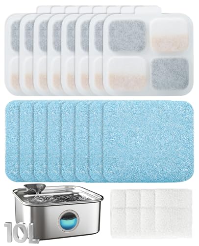oneisall 8-Pack Replacement Filter Set for PW07SAU Dog Water Fountain (10L/2.64Gal)