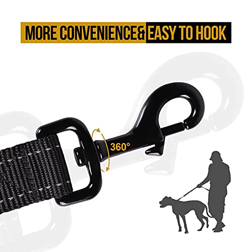 OneTigris 4FT Dog Leash with Dual Padded Handles - Reflective No-Pull Training Leash for Medium to Large Dogs (Black)