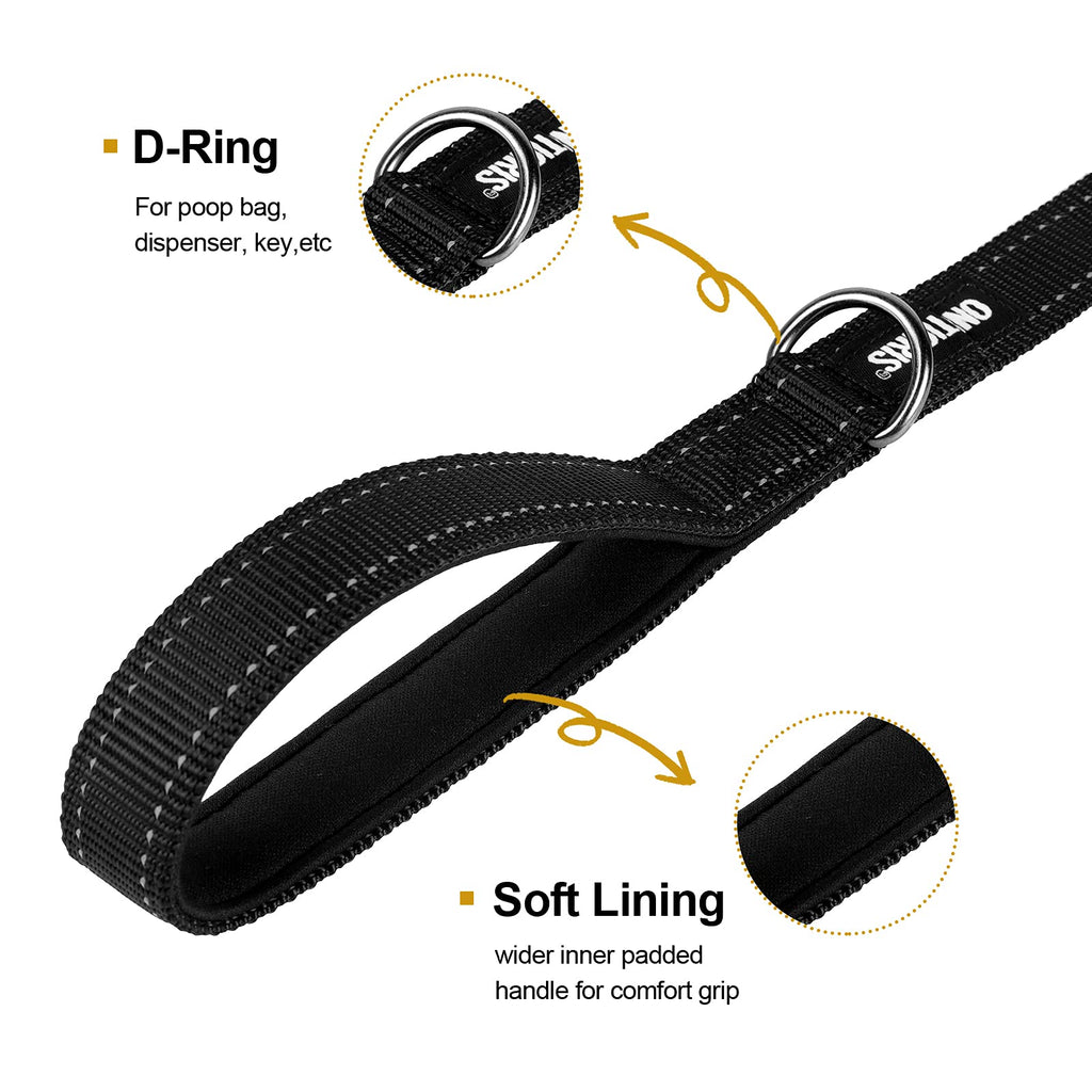 OneTigris 4FT Dog Leash with Dual Padded Handles - Reflective No-Pull Training Leash for Medium to Large Dogs (Black)