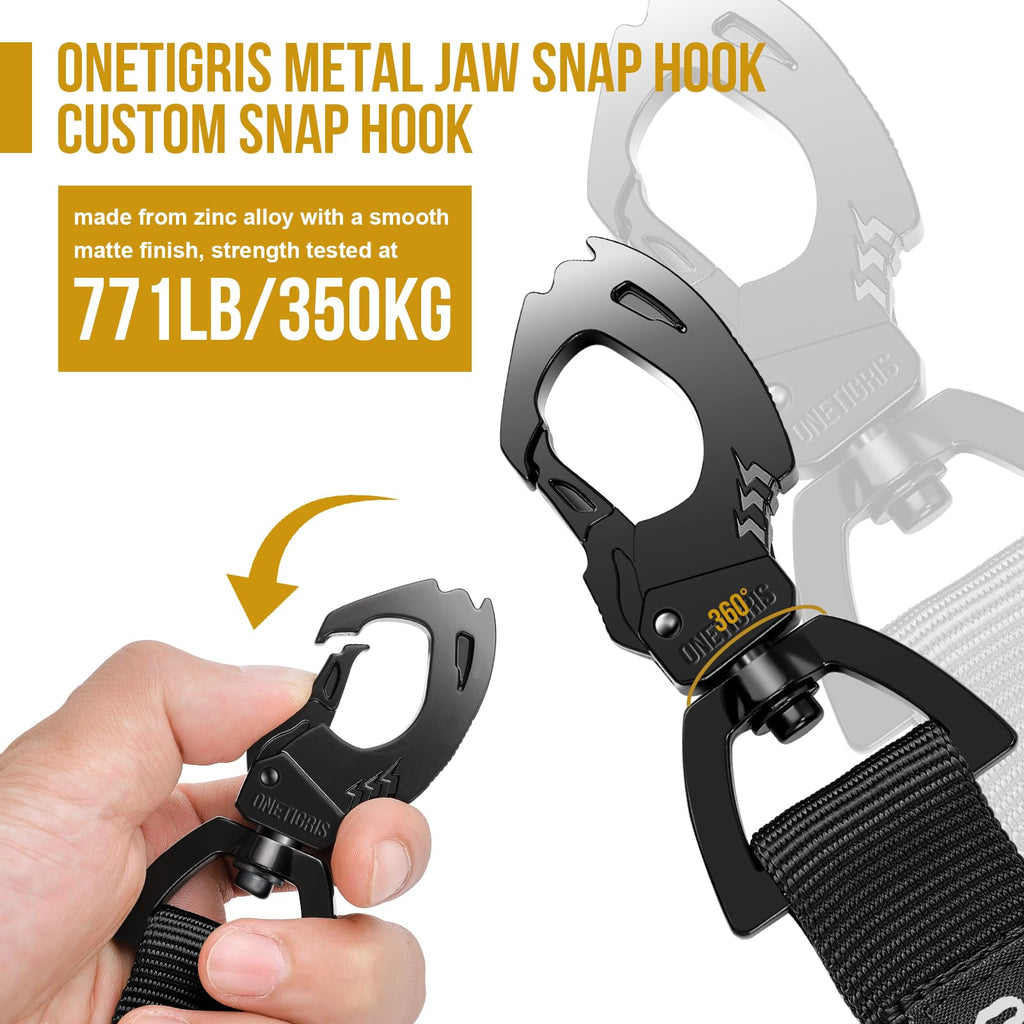 ONETIGRIS Tactical Dog Training Bungee Leash with 2 Handles – Heavy-Duty Nylon (Black)