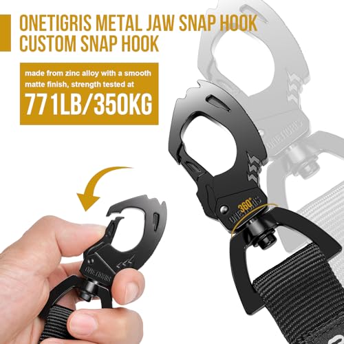 ONETIGRIS Tactical Dog Training Bungee Leash with 2 Handles – Heavy-Duty Nylon (Black)