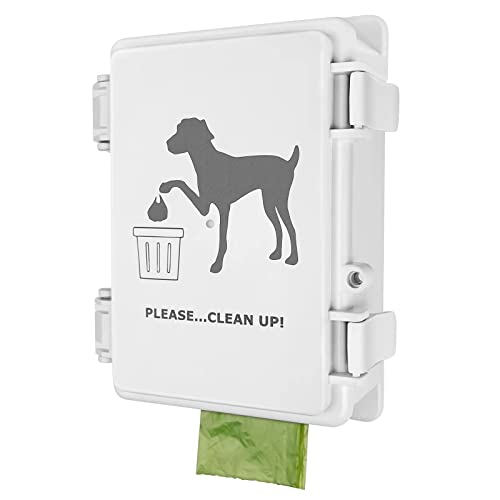 Onybte Outdoor Dog Poop Bag Dispenser – White Wall Mounted, Waterproof, Holds Standard Rolls
