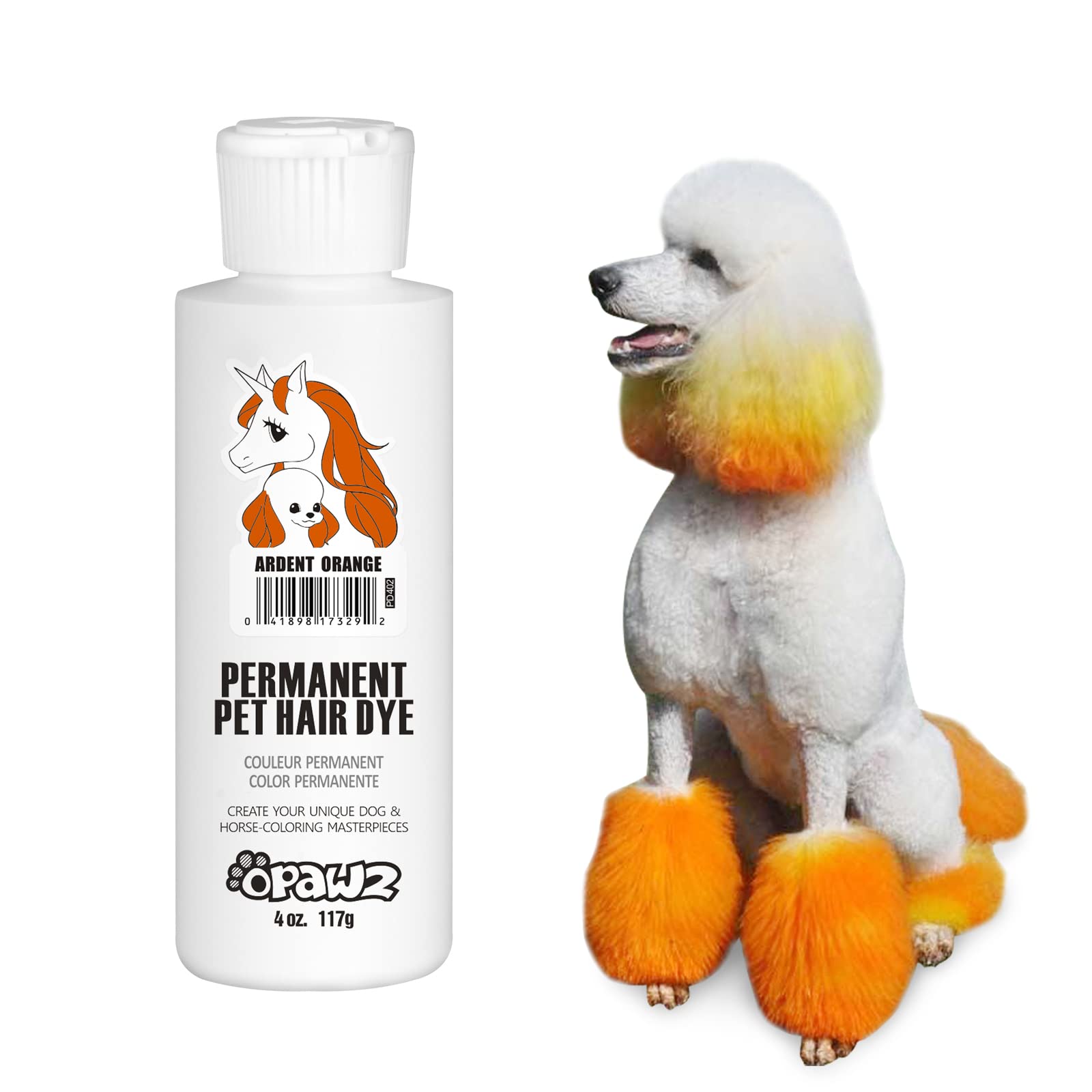 OPAWZ Ardent Orange Permanent Dog Hair Dye – Non-Toxic, Lasts 20+ Washes for Dogs and Horses
