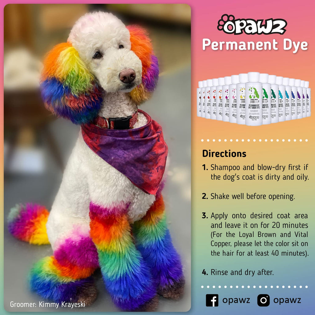 OPAWZ Profound Green Dog Hair Dye: Permanent Color Lasting 20+ Washes, Pet Safe
