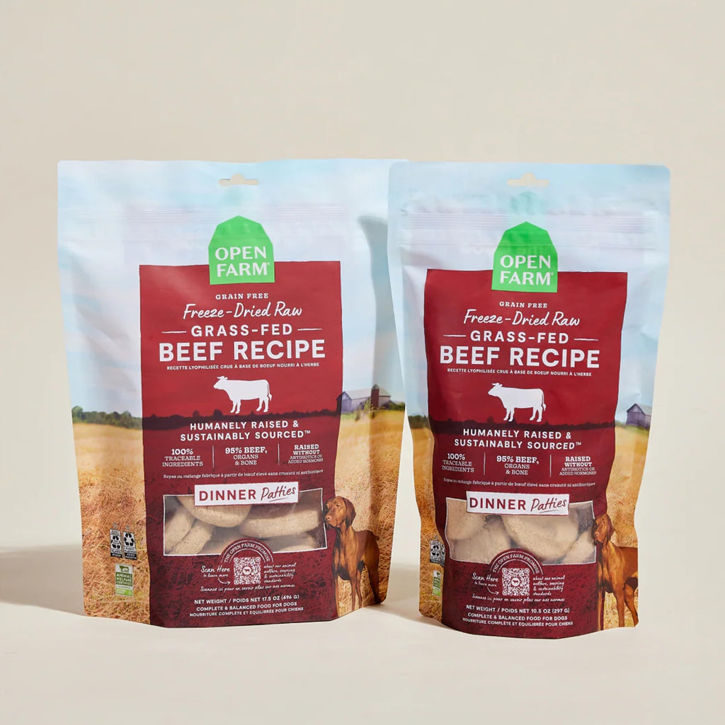 Open Farm Freeze Dried Raw Dog Food Patties - Grass-Fed Beef, 10.5 oz (Complete Meal or Topper)