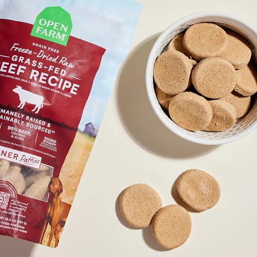 Open Farm Freeze Dried Raw Dog Food Patties - Grass-Fed Beef, 10.5 oz (Complete Meal or Topper)