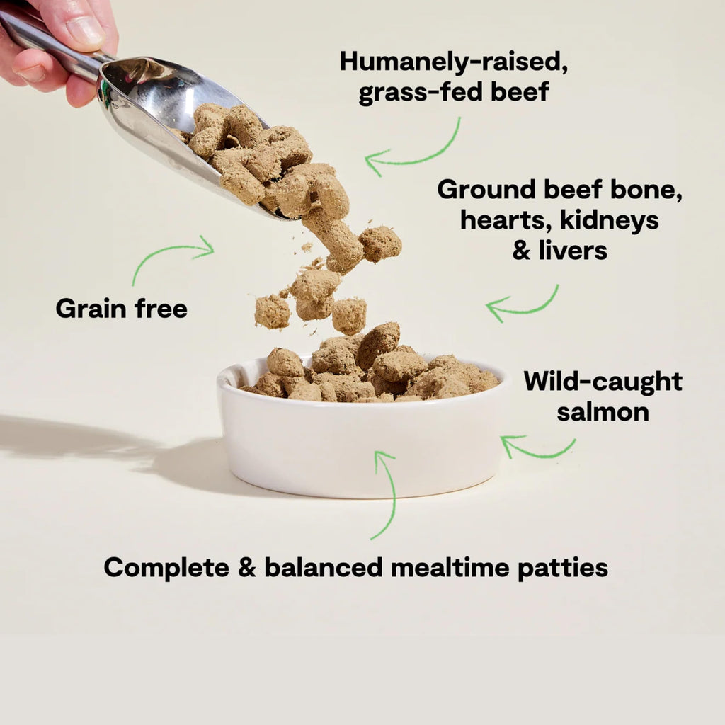 Open Farm Freeze Dried Raw Dog Food Patties, Surf & Turf, 10.5 oz – 95% Meat, Organs & Bone for Complete Meals or Mixer