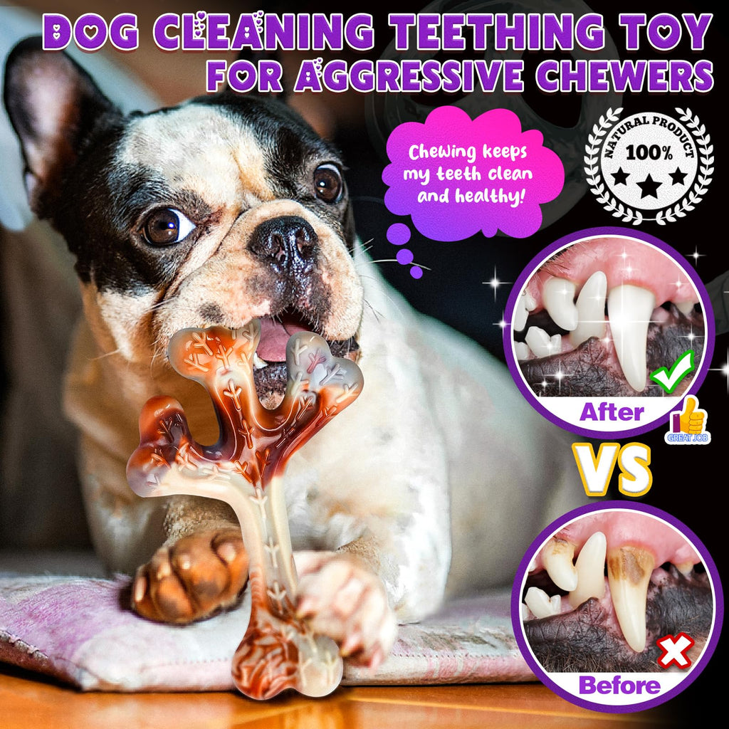 OSORD 4-Pack Dog Chew Toys for Aggressive Chewers - Tough Nylon Bones with Bacon Flavor, Small & Medium Breeds
