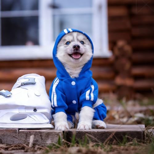 Otunrues Dog Hoodie 4 Legs Jumpsuit Security Print Pullover in Blue, X-Large for Medium to Large Dogs