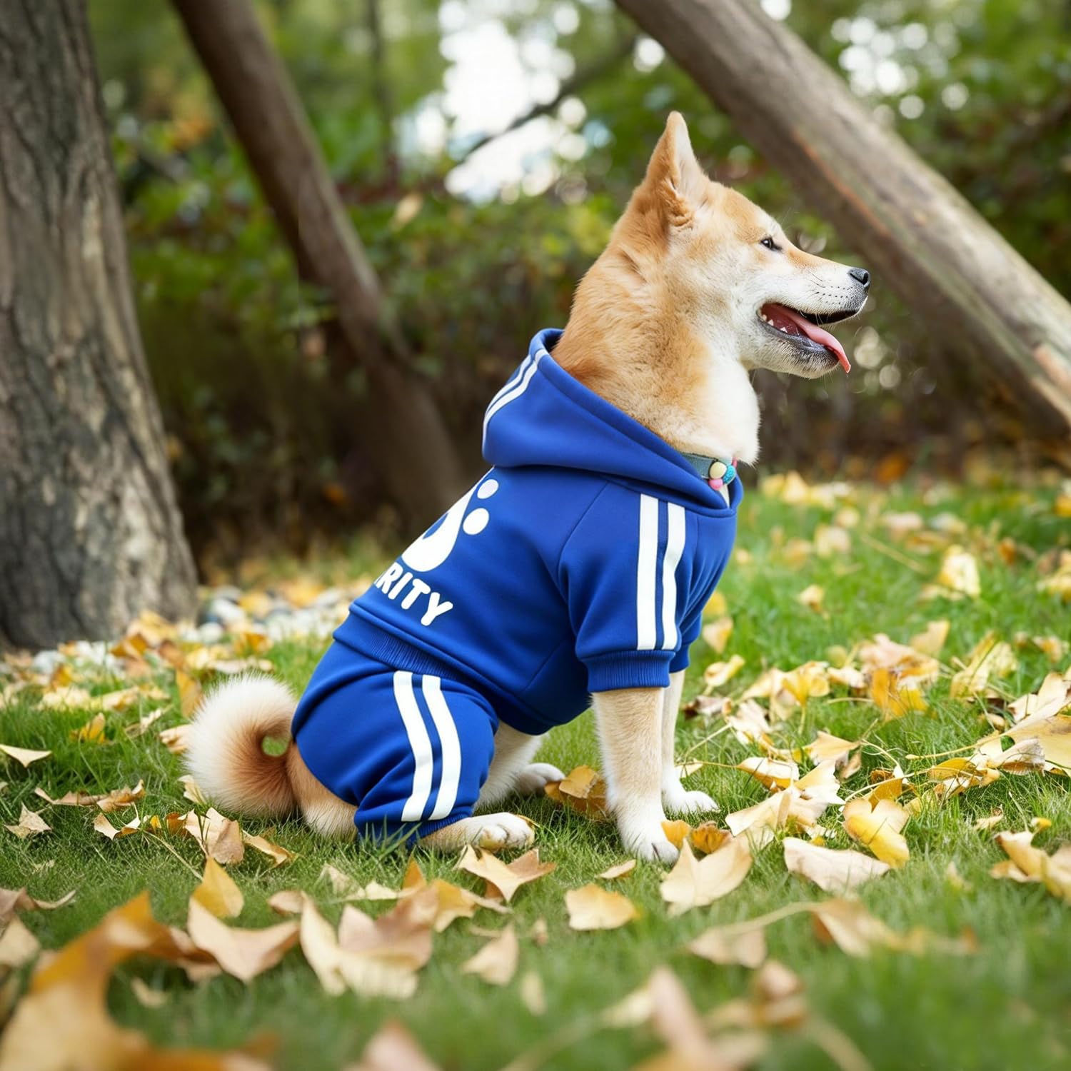 Otunrues Dog Hoodie 4 Legs Jumpsuit Security Print Pullover in Blue, X-Large for Medium to Large Dogs