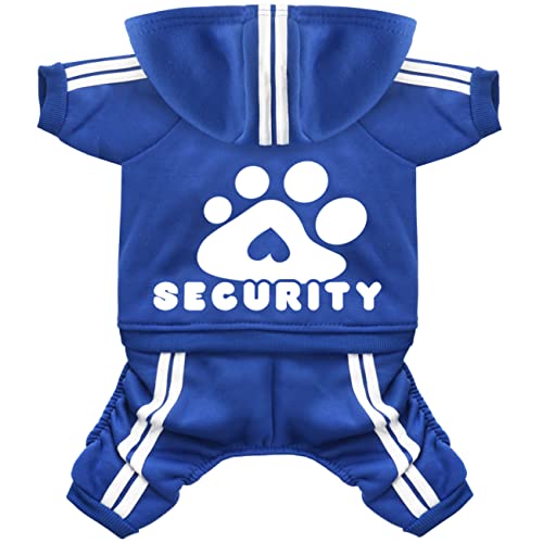 Otunrues Dog Hoodie 4 Legs Jumpsuit Security Print Pullover in Blue, X-Large for Medium to Large Dogs