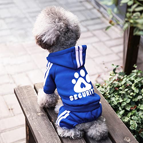 Otunrues Dog Hoodie 4 Legs Jumpsuit Security Print Pullover in Blue, X-Large for Medium to Large Dogs