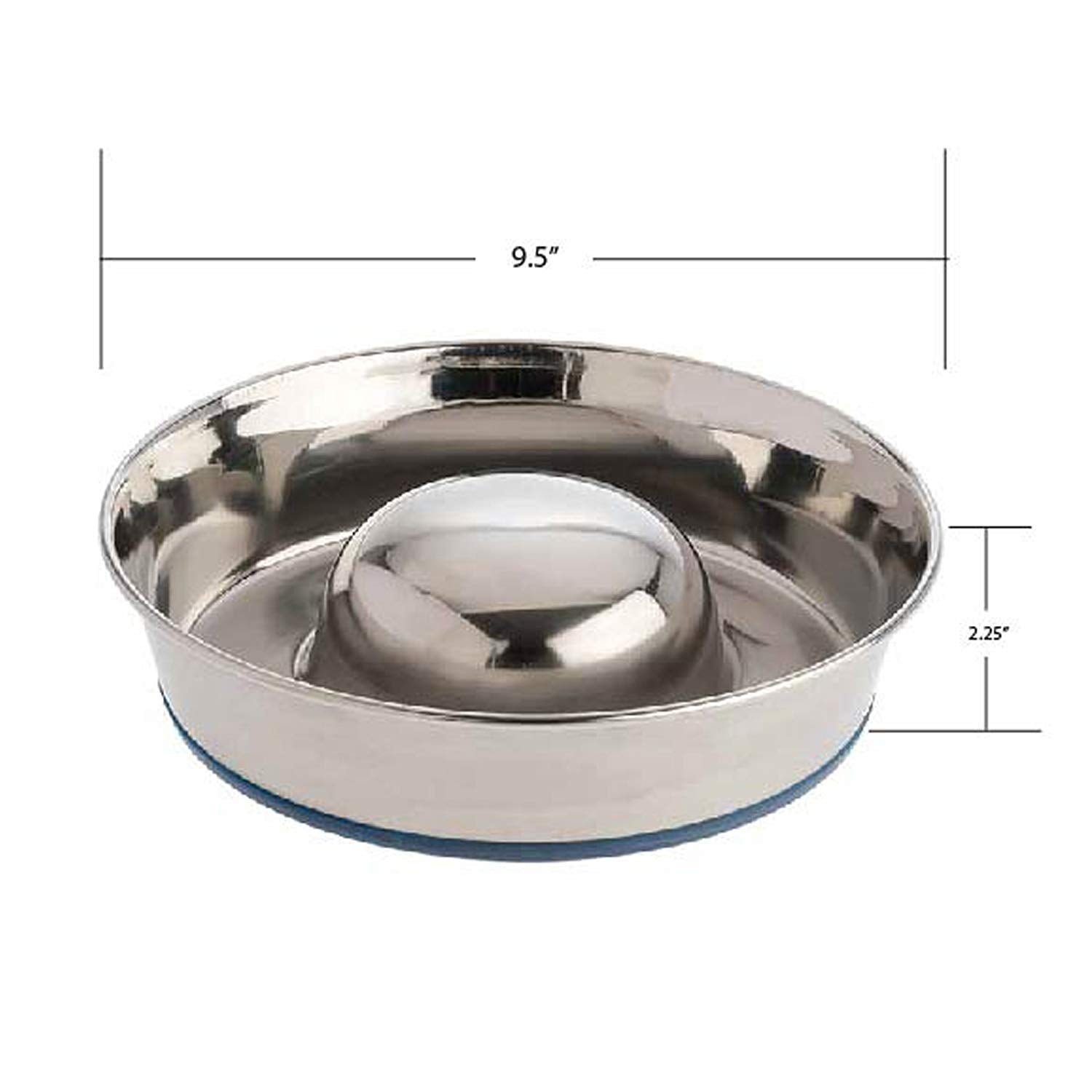 Our Pets Durapet Stainless Steel Slow Feed Bowl Medium - 5 Cup Capacity with Skid-Proof Bottom