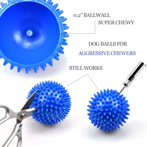 Ousiya 4-Pack Squeaky Dog Balls 4.5 Inch Spikey TPR Toys for Aggressive Chewers