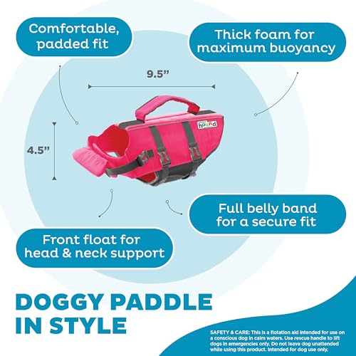Outward Hound Granby Splash Pink Dog Life Jacket XS - High-Buoyancy Swim Vest for Small Dogs