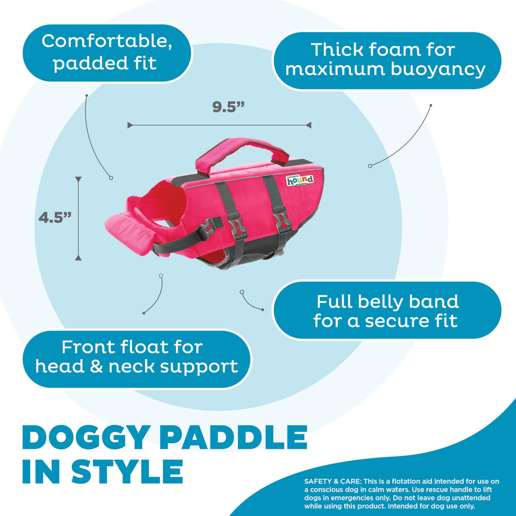 Outward Hound Granby Splash Pink Dog Life Jacket XS - High-Buoyancy Swim Vest for Small Dogs