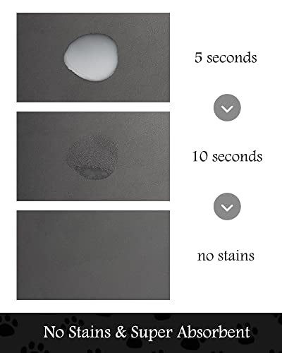 PADOOR Absorbent Dog Feeding Mat – 16x24 Inch Dark Grey, Quick-Dry, Non-Slip Rubber Backing