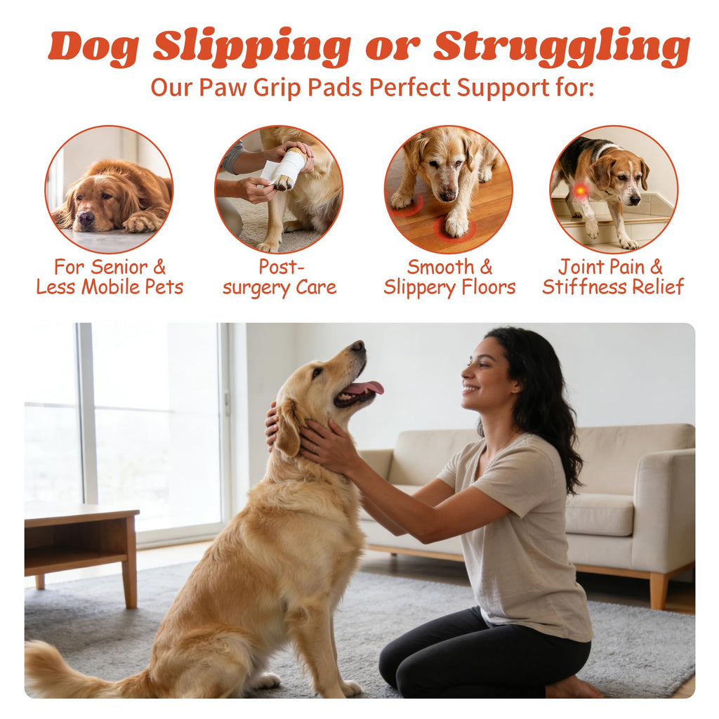 Padshld Dog Paw Protectors (XXXL) - 24 Pack Anti Slip Paw Pads for Senior Dogs & Puppies on Hardwood Floors