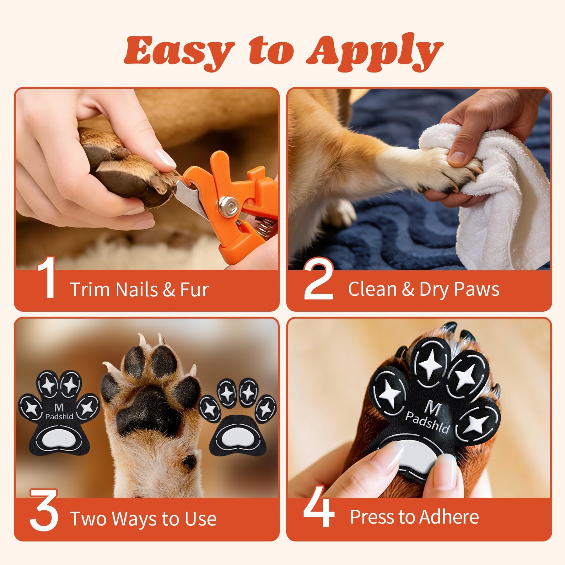 Padshld Dog Paw Protectors (XXXL) - 24 Pack Anti Slip Paw Pads for Senior Dogs & Puppies on Hardwood Floors