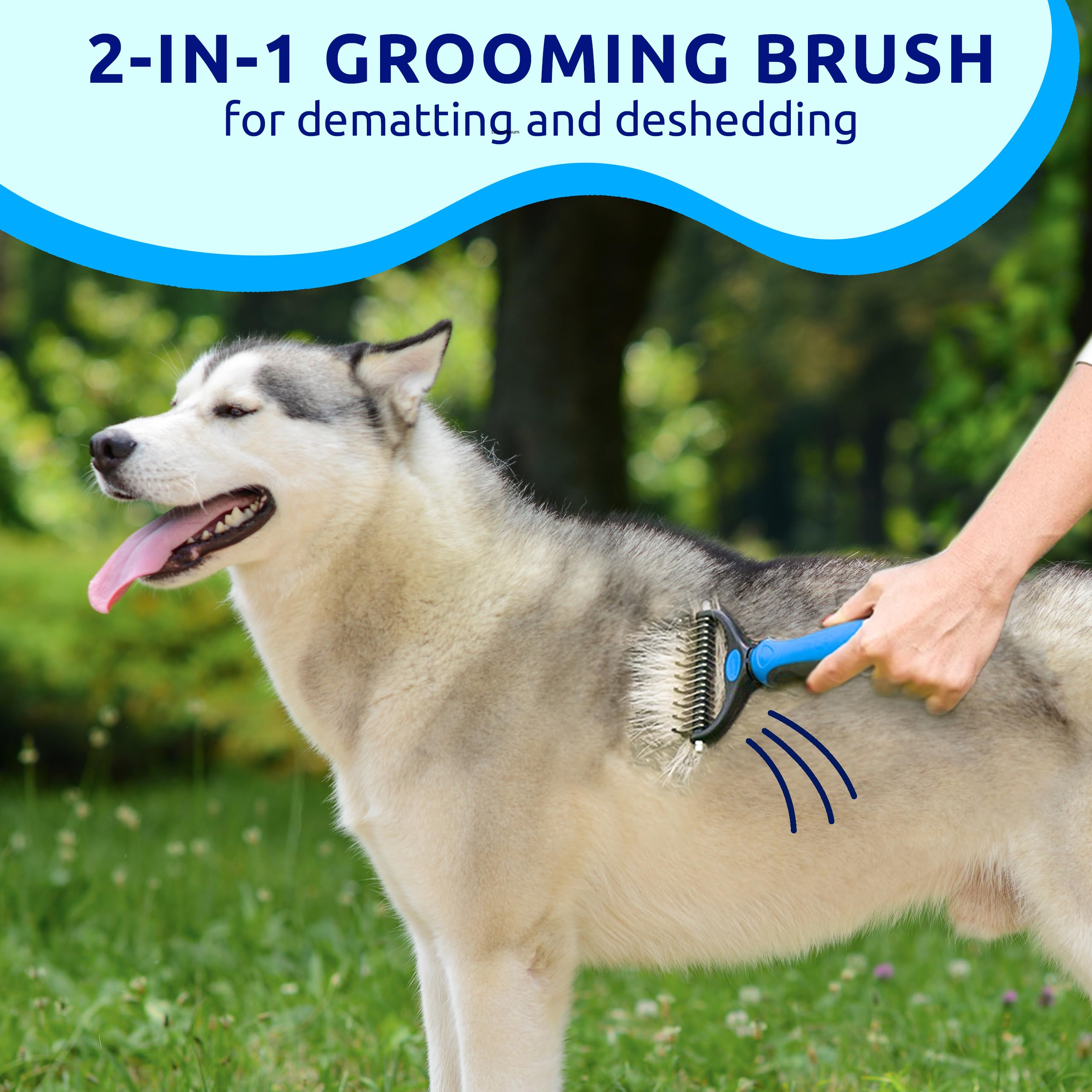 Pat Your Pet Dual-Sided Deshedding Brush for Dogs and Cats – 9 & 17 Teeth, Skin-Safe Rounded Tips, Non-Slip Handle, Includes Paw Tag