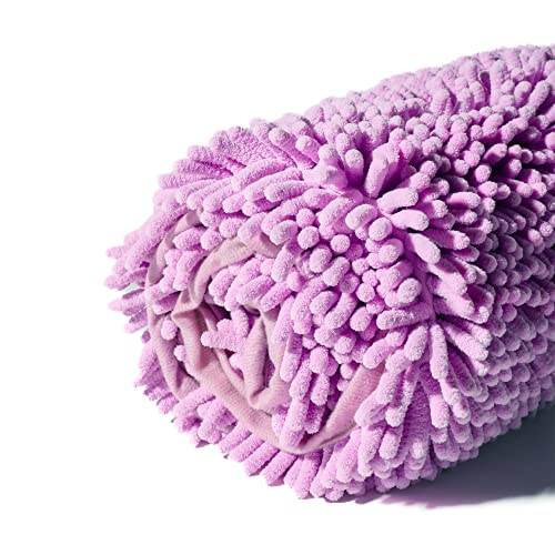 Patas Lague Absorbent Dog Towel - Large 35x15 Inch Microfiber Quick Dry Pet Bath Towel with Hand Pockets, Lilac