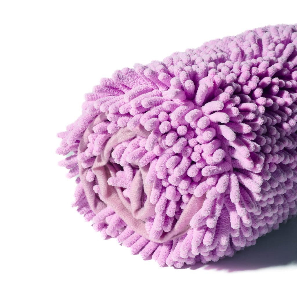 Patas Lague Absorbent Dog Towel - Large 35x15 Inch Microfiber Quick Dry Pet Bath Towel with Hand Pockets, Lilac
