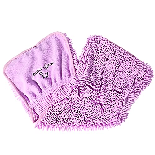 Patas Lague Absorbent Dog Towel - Large 35x15 Inch Microfiber Quick Dry Pet Bath Towel with Hand Pockets, Lilac