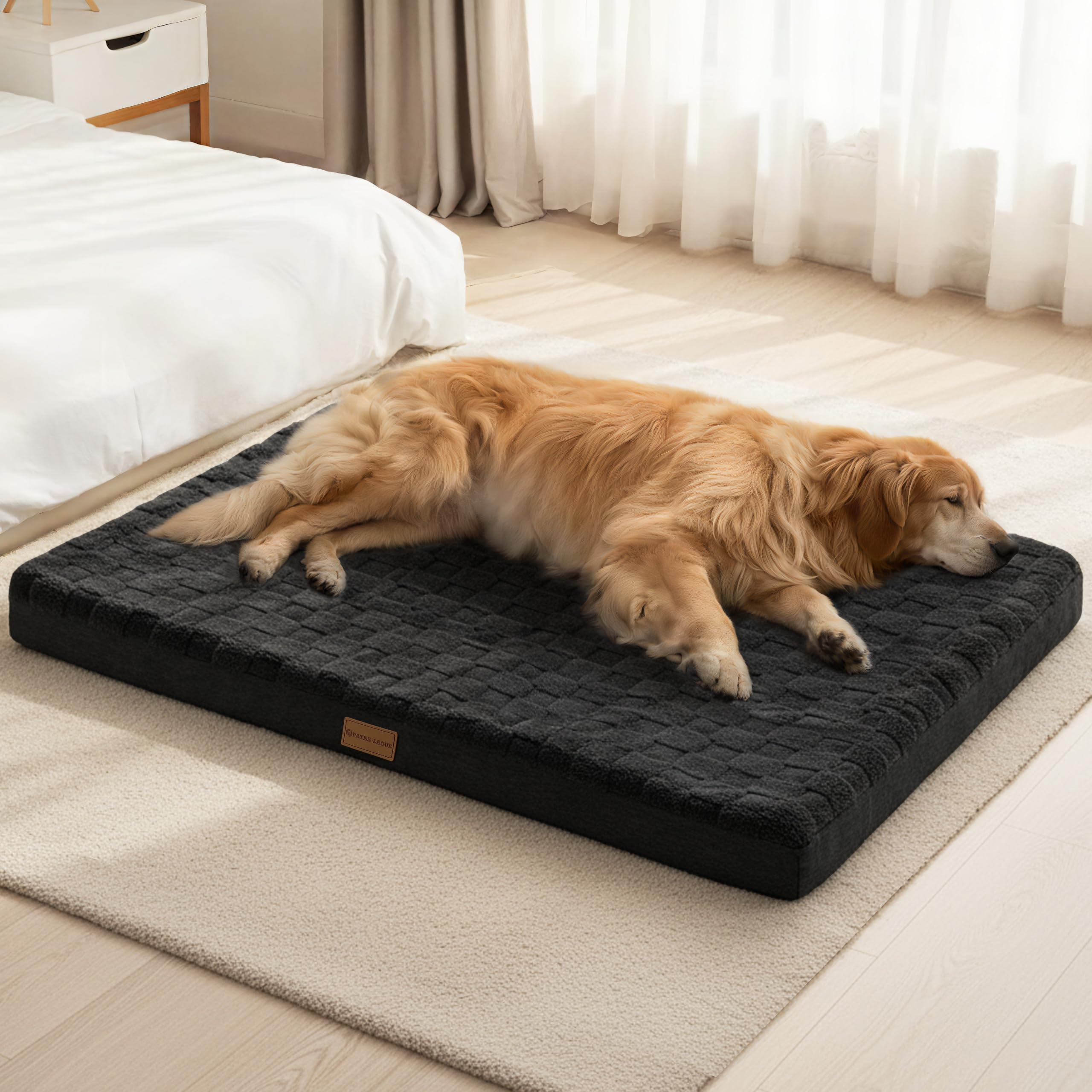 Patas Lague Orthopedic Dog Bed for Large Dogs, 36x24 Inches, Waterproof Egg Crate Foam with Washable Cover and Nonskid Bottom