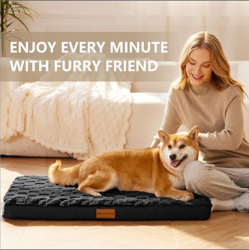 Patas Lague Orthopedic Dog Bed for Large Dogs, 36x24 Inches, Waterproof Egg Crate Foam with Washable Cover and Nonskid Bottom
