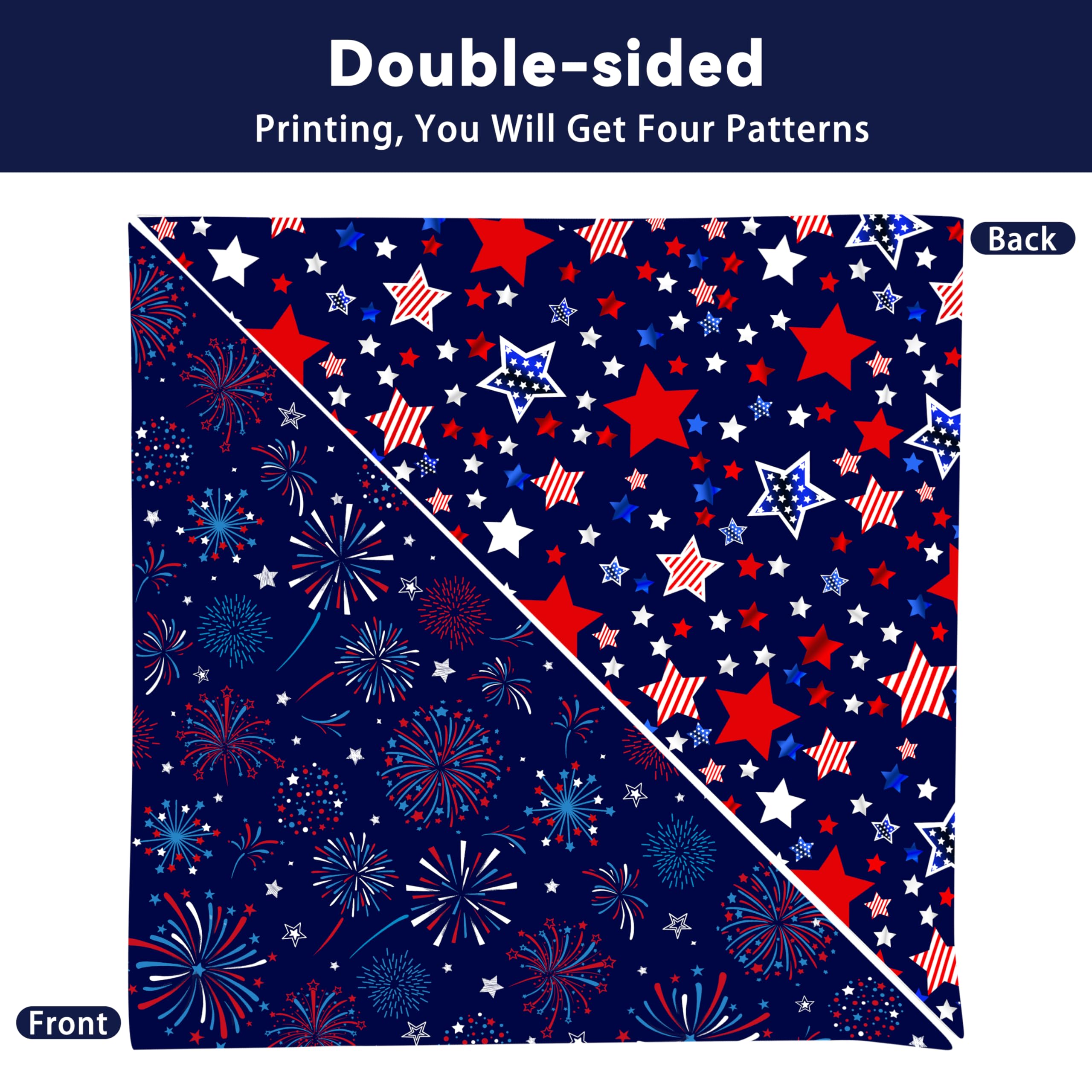 Patriotic Dog Bandana Reversible 2-Pack – Red, White and Blue Paw Star Design for Small Medium Dogs