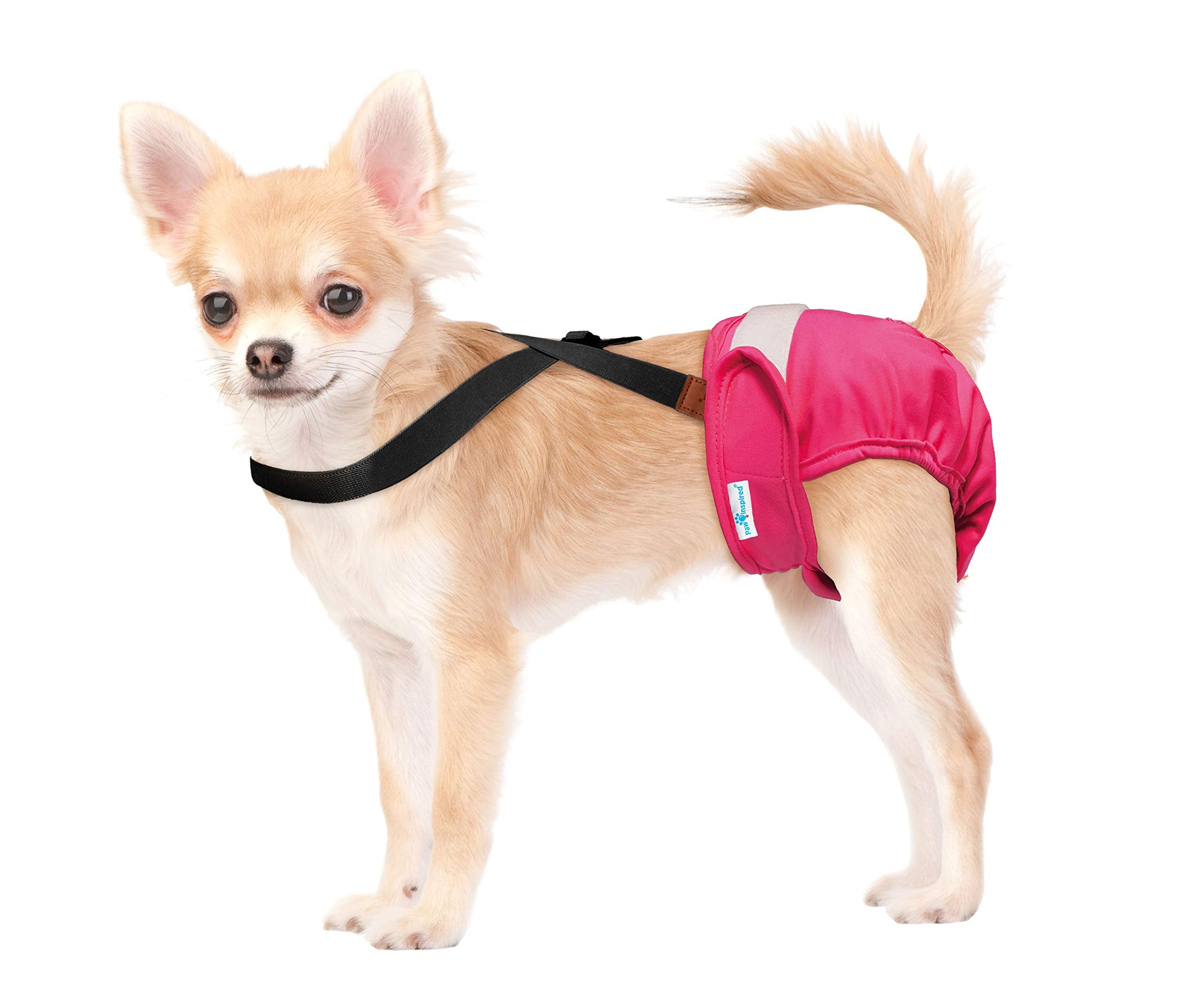 Paw Inspired Dog Diaper Suspenders - Adjustable Velcro Straps for Female and Male Disposable or Washable Diapers (XS/S, Black)