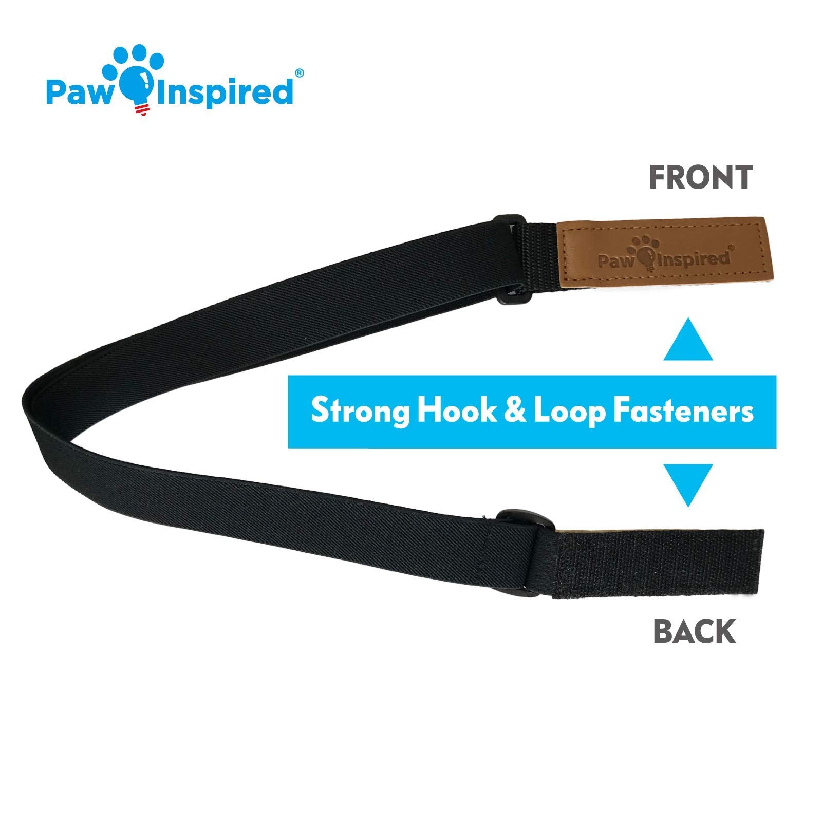 Paw Inspired Dog Diaper Suspenders - Adjustable Velcro Straps for Female and Male Disposable or Washable Diapers (XS/S, Black)