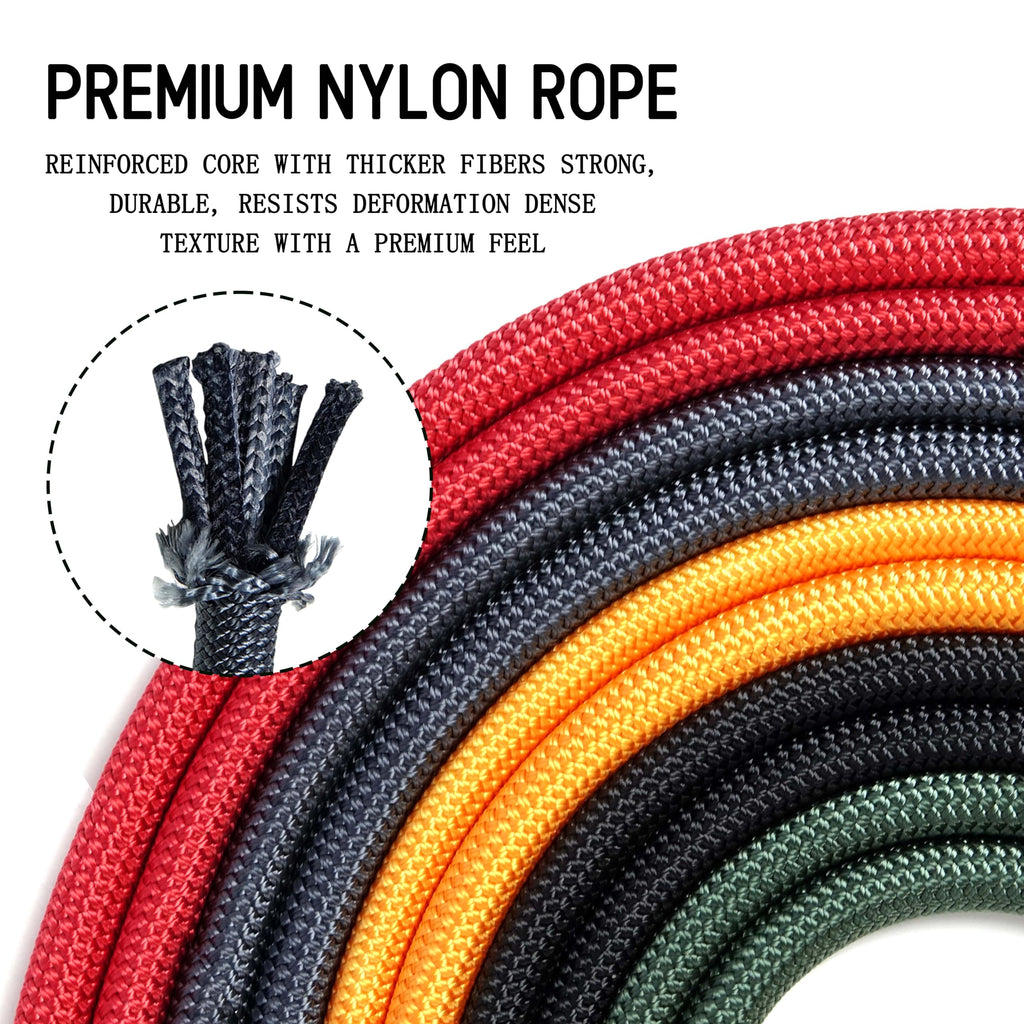 Pawkooly 6-Foot Heavy Duty Dog Leash – Reinforced Nylon Rope with Leather Handle, Lockable Swivel Clip, for Medium to Large Dogs