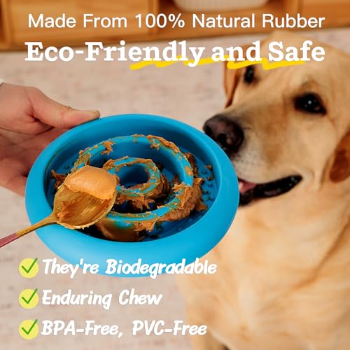 Pawnana Slow Feeder Lick Mat for Dogs - Natural Rubber, Red, 6.1 Inch, Dishwasher Safe