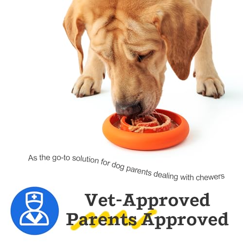 Pawnana Slow Feeder Lick Mat for Dogs - Natural Rubber, Red, 6.1 Inch, Dishwasher Safe