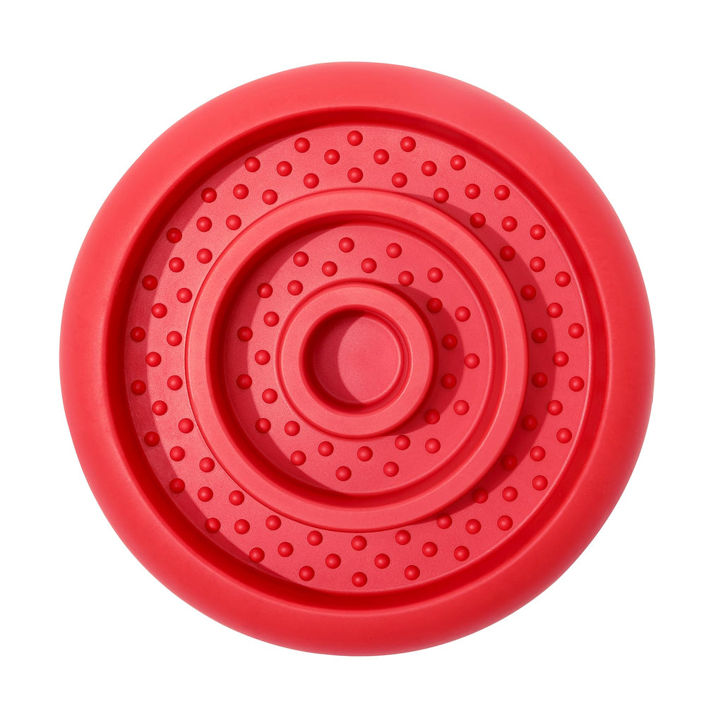 Pawnana Slow Feeder Lick Mat for Dogs - Natural Rubber, Red, 6.1 Inch, Dishwasher Safe