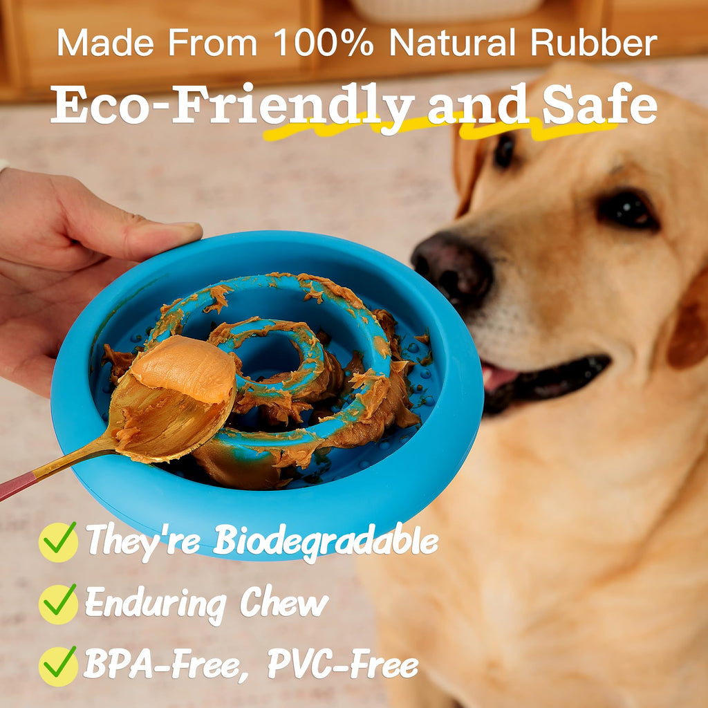 Pawnana Slow Feeder Lick Mat for Dogs - Natural Rubber, Red, 6.1 Inch, Dishwasher Safe