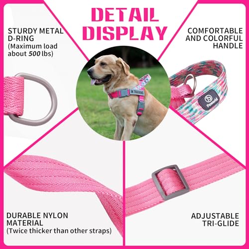 PAWORLD No-Pull Service Dog Vest Harness with 4 Reflective Patches, Small, Pink