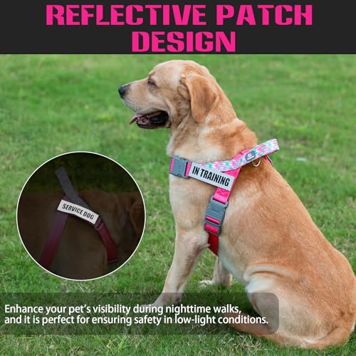 PAWORLD No-Pull Service Dog Vest Harness with 4 Reflective Patches, Small, Pink
