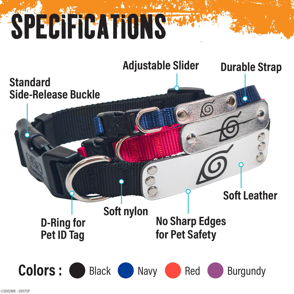 Pawsonify Naruto Dog Collar – Officially Licensed Hidden Leaf Village Anime Collar for Large, Medium, Small Dogs – Black Rogue