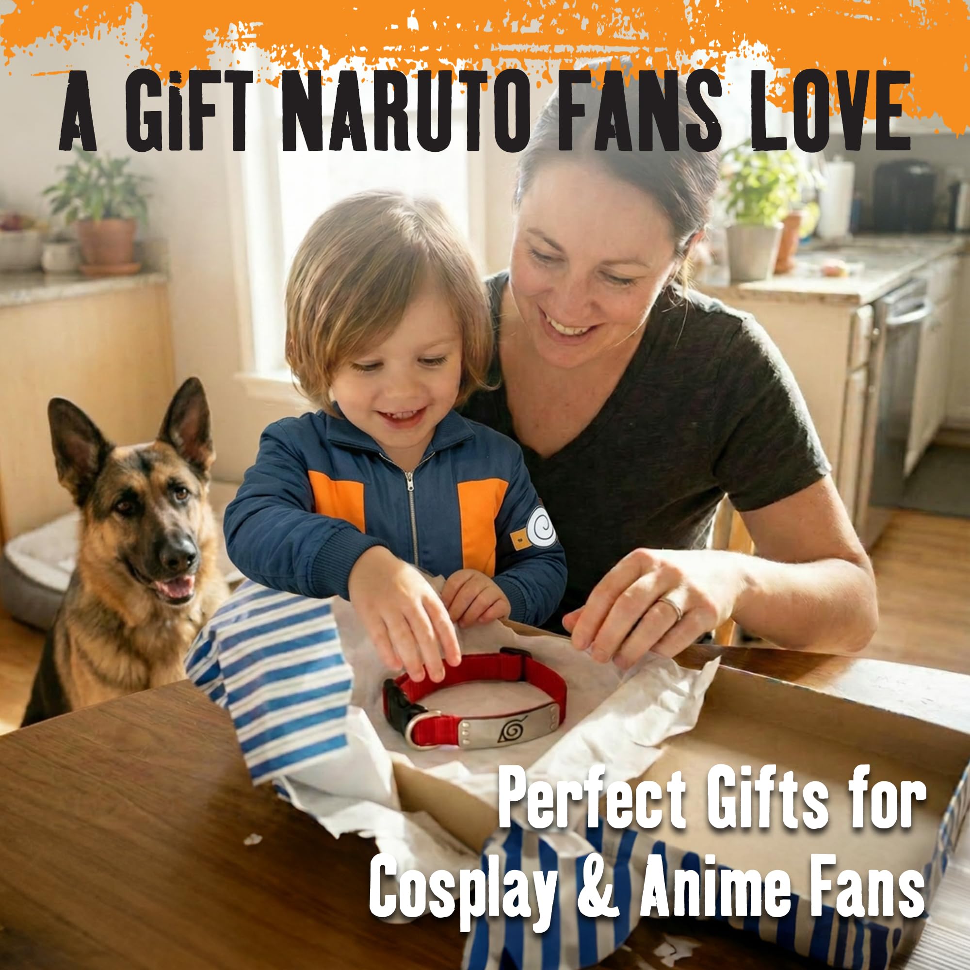 Pawsonify Naruto Dog Collar – Officially Licensed Hidden Leaf Village Anime Collar for Large, Medium, Small Dogs – Black Rogue