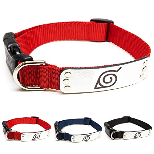 Pawsonify Naruto Dog Collar – Officially Licensed Hidden Leaf Village Collar for Medium Dogs, Red Ninja