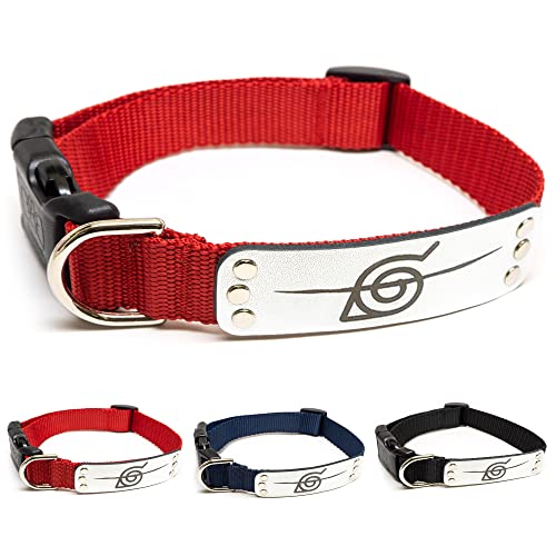 Pawsonify Officially Licensed Naruto Dog Collar – Hidden Leaf Village Design for Large, Medium, Small, and XS Dogs (Red Rogue, MED)