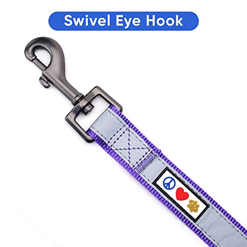 Pawtitas 6 ft Padded Dog Leash – Purple Reflective Neoprene Handle for Small Dogs