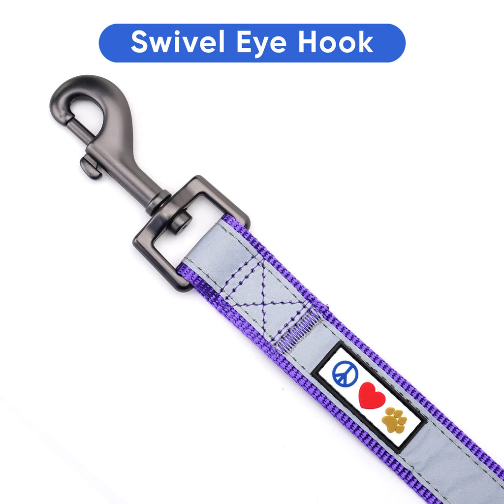 Pawtitas 6 ft Padded Dog Leash – Purple Reflective Neoprene Handle for Small Dogs