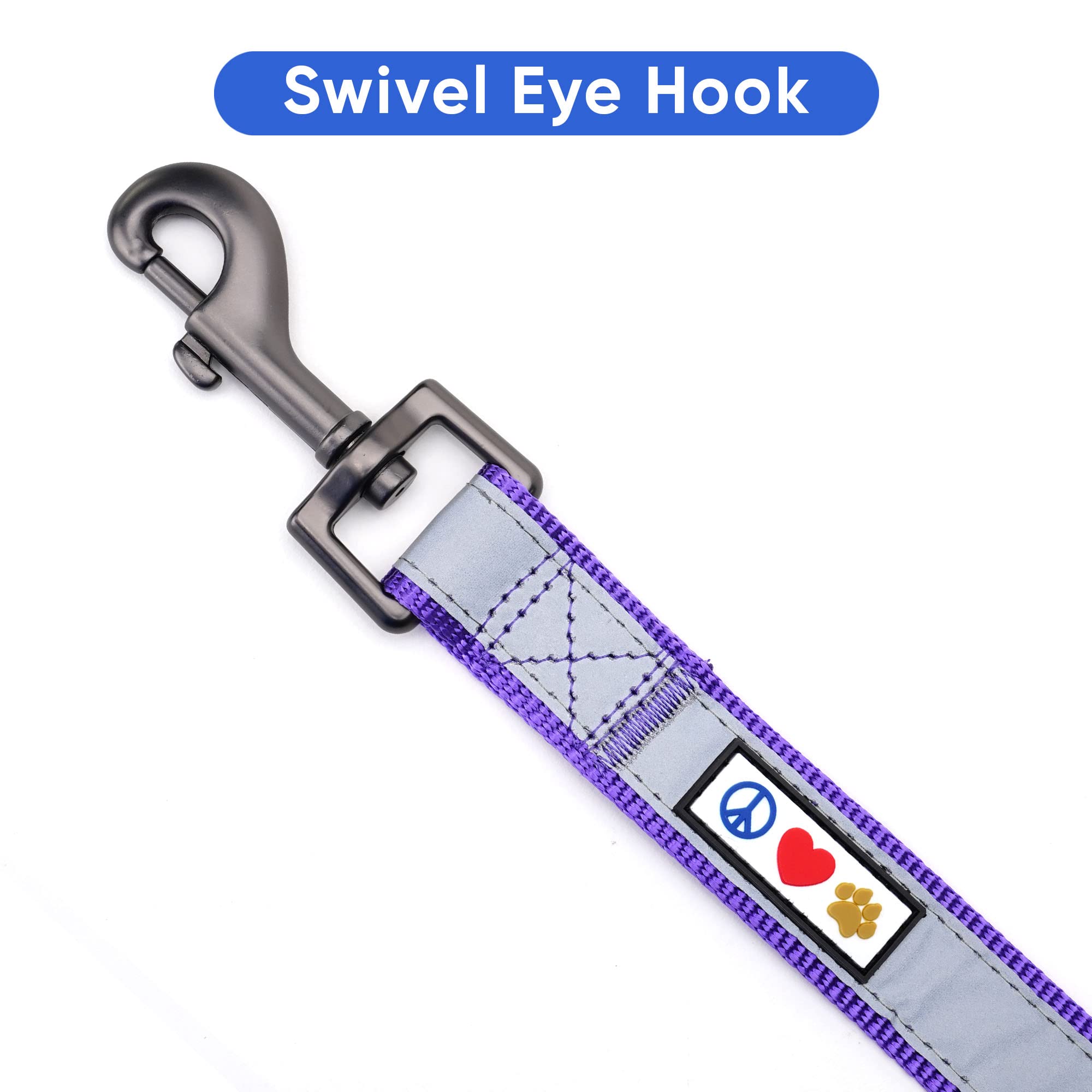 Pawtitas 6 ft Padded Dog Leash – Purple Reflective Neoprene Handle for Small Dogs
